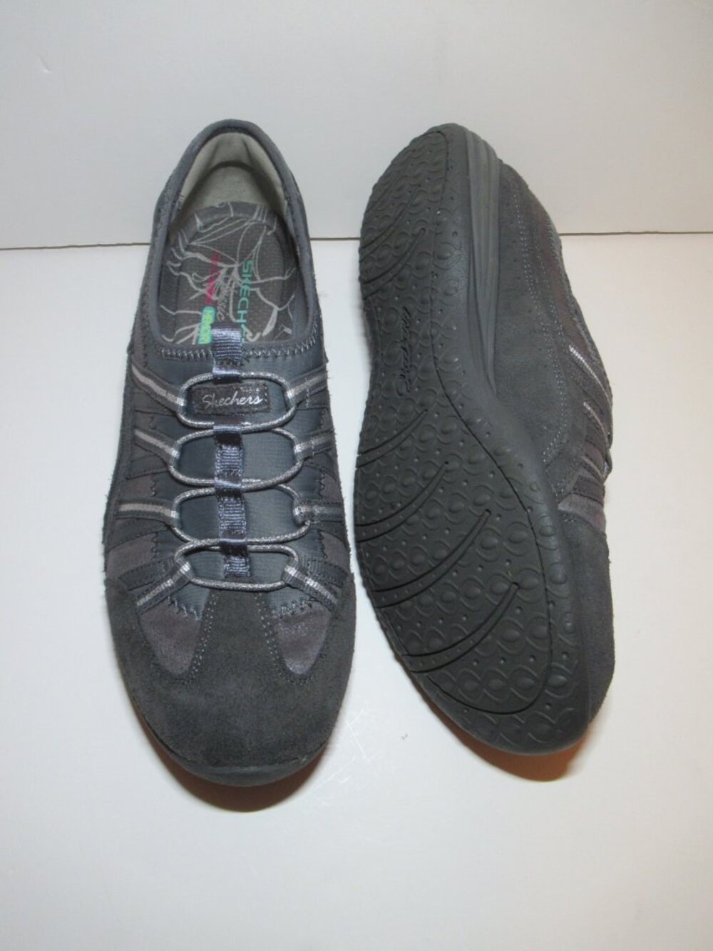 New Skechers Unity Beaming Womens 9.5 Gray Suede/Leather Slip On Sneakers 23151 - Picture 10 of 15